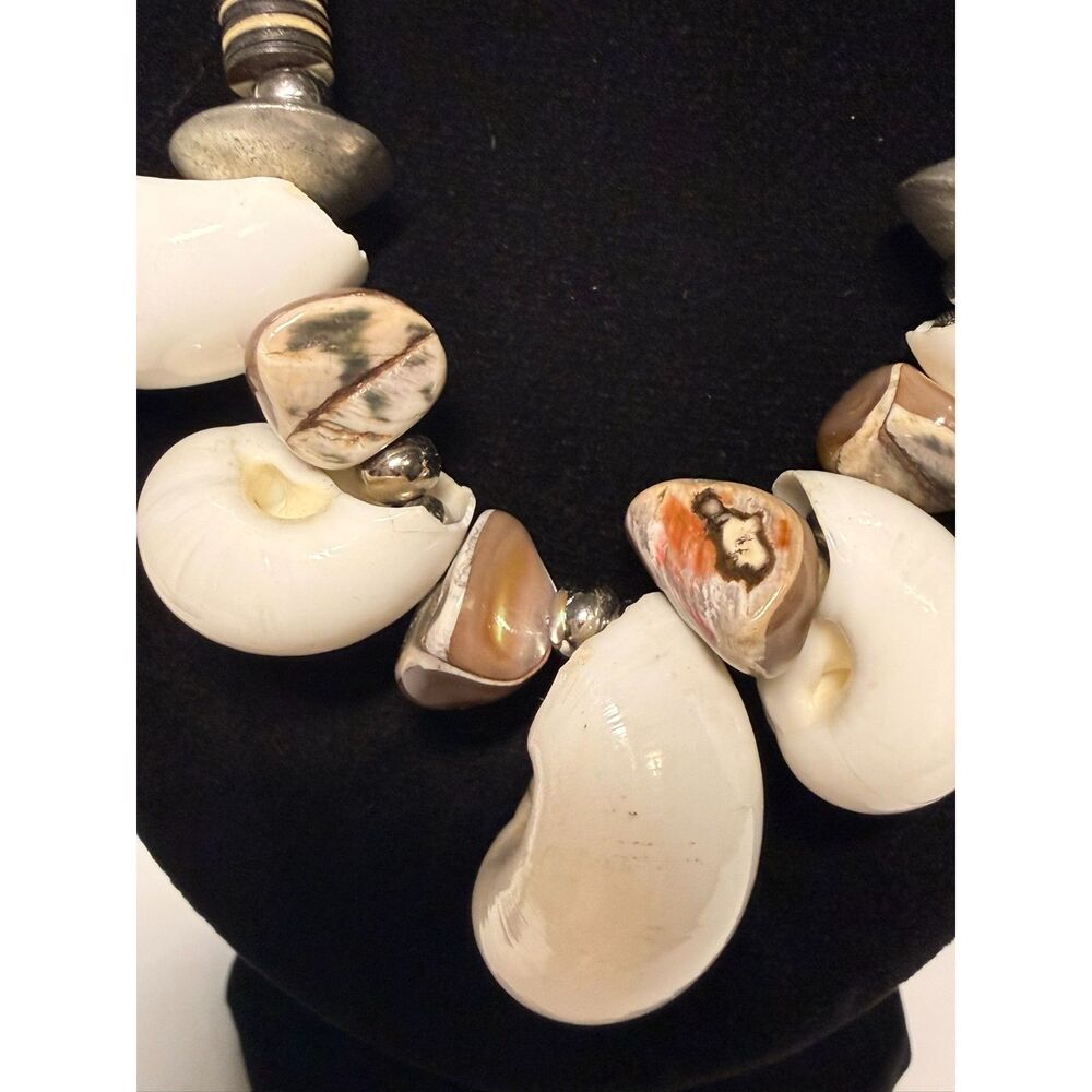 Vintage Signed Alexis Kirk Runway Statement Necklace - White Cowrie Choker